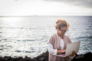 Digital nomad lifestyle with internet and a laptop