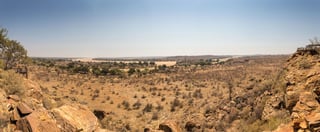 Panorama of Desert Landscape with Dry River Bed in Mapungubwe National Park Panorama of Desert Landscape with Dry River Bed in Mapungubwe National Park