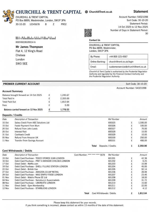 A Bank Statement Sample