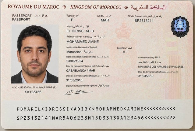 Morocco Passport Bio Page Scan