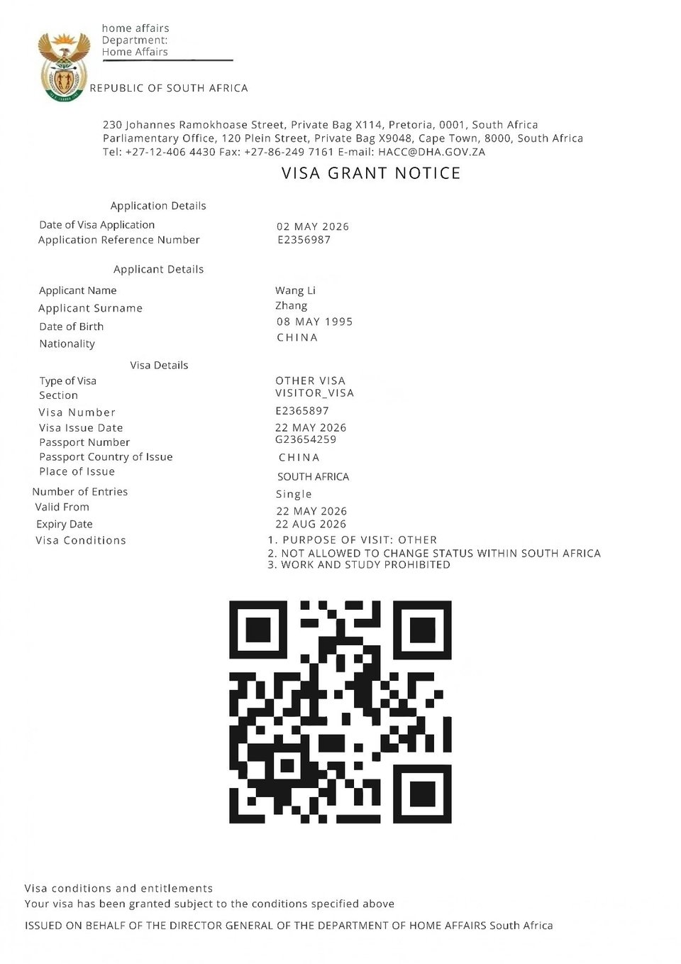 Approved South Africa Other eVisa