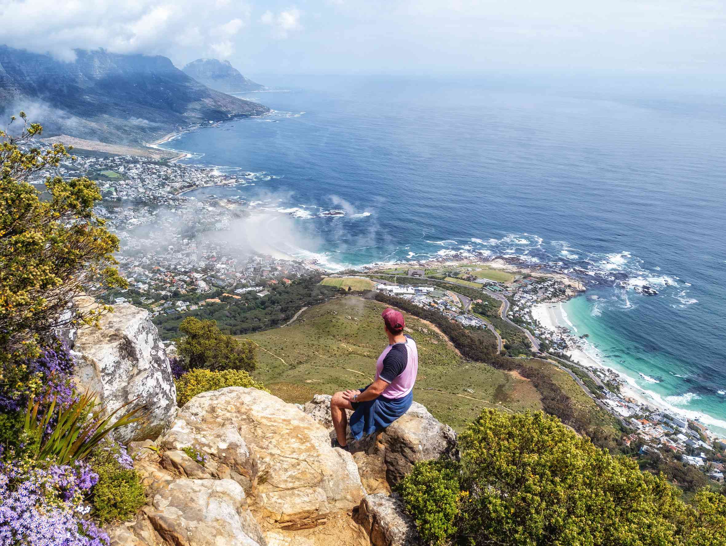 Cape Town (Camps Bay) and the South Atlantic Ocean from Lions Head mountain, South Africa