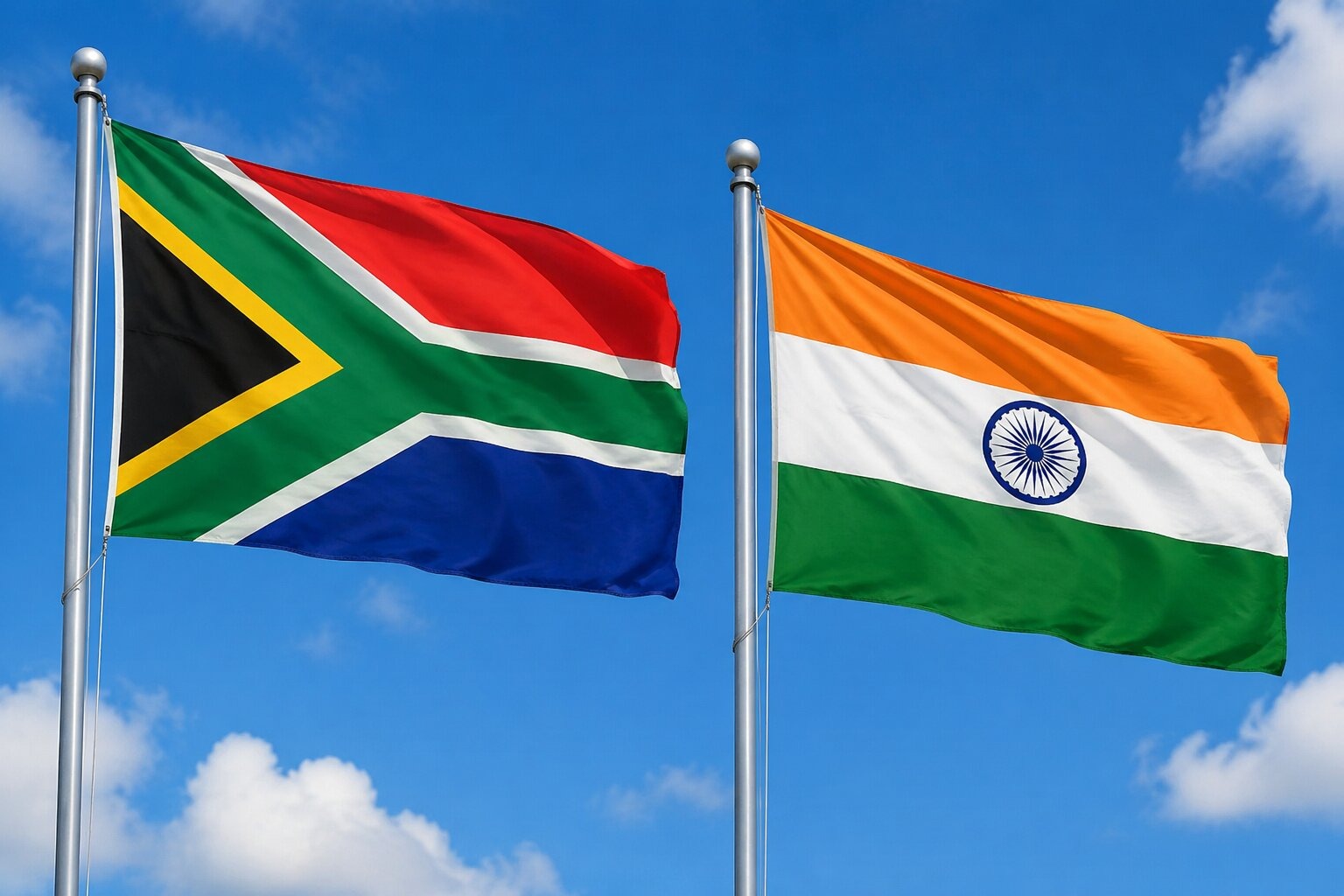 Flags of South Africa and India