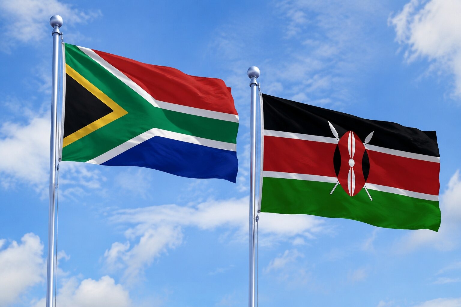 Flags of South Africa and Kenya