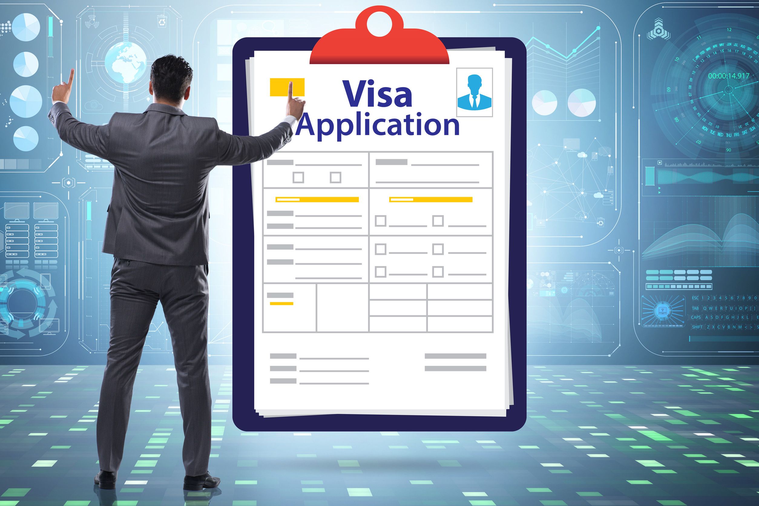 Visa application concept with businessmans Visa application concept with businessmans