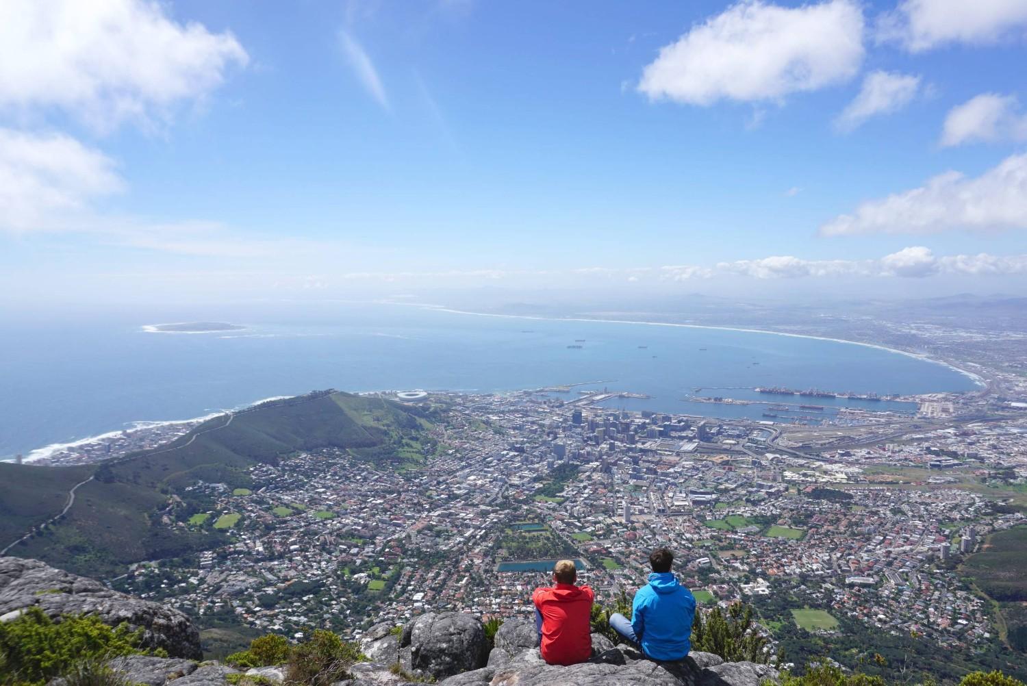 Tourists Admiring The View From The Top Of Table Mountain Cape Town
